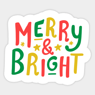 Merry and Bright (red/green/gold) Sticker